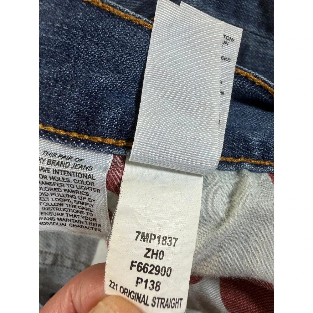 Lucky‎ Brand 221 Original Straight Jeans Mens 36x30 Medium Wash Blue Denim